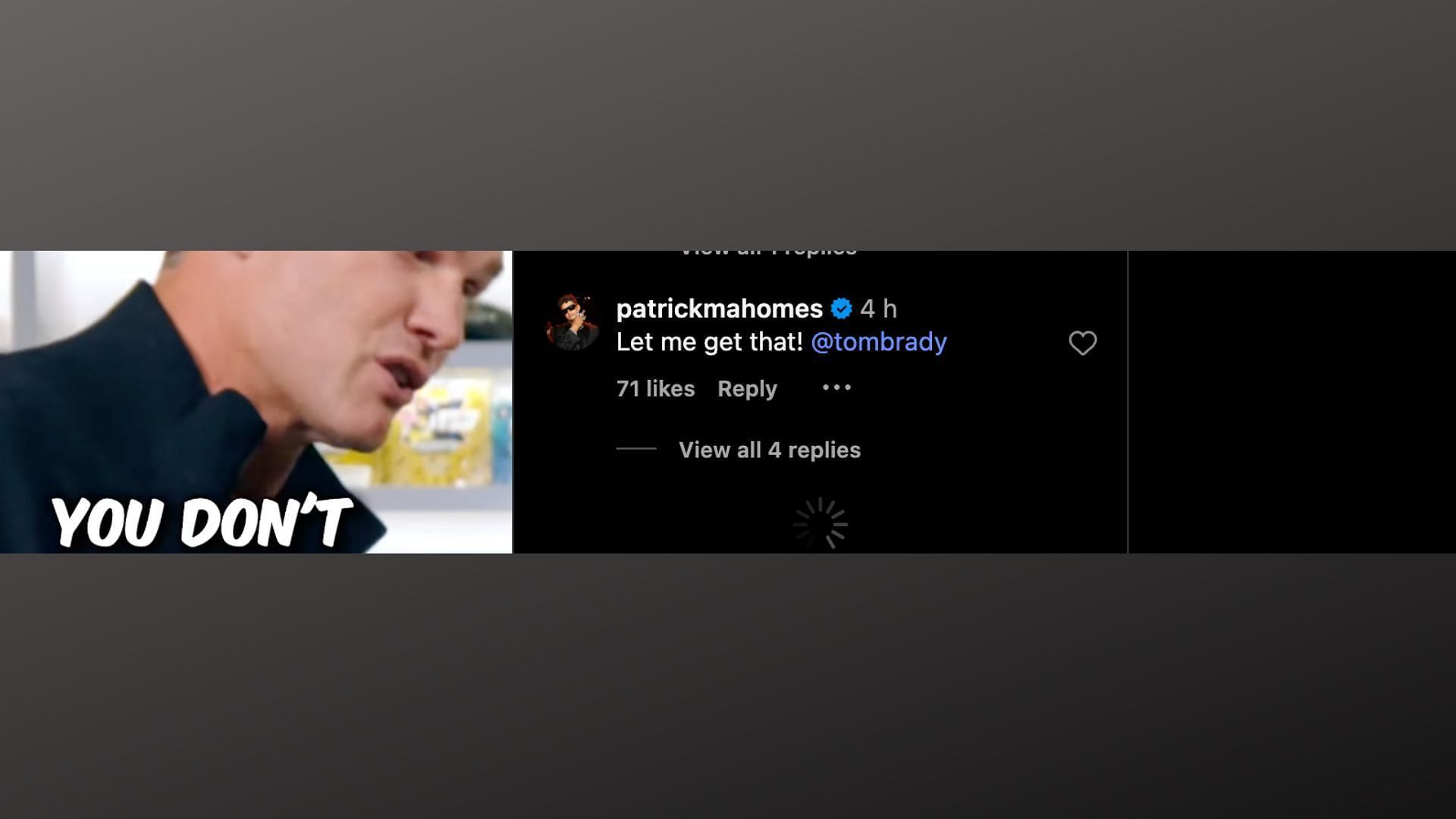 Patrick Mahomes reacts with 4-word message after Tom Brady (IG/complex)